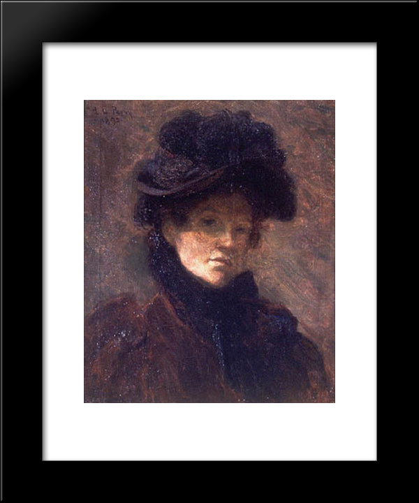 Self-Portrait 20x24 Black Modern Wood Framed Art Print Poster by Cabot Perry, Lilla