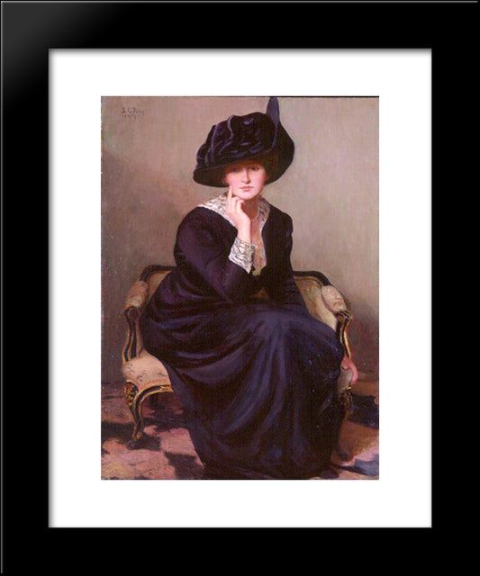 The Black Hat 20x24 Black Modern Wood Framed Art Print Poster by Cabot Perry, Lilla