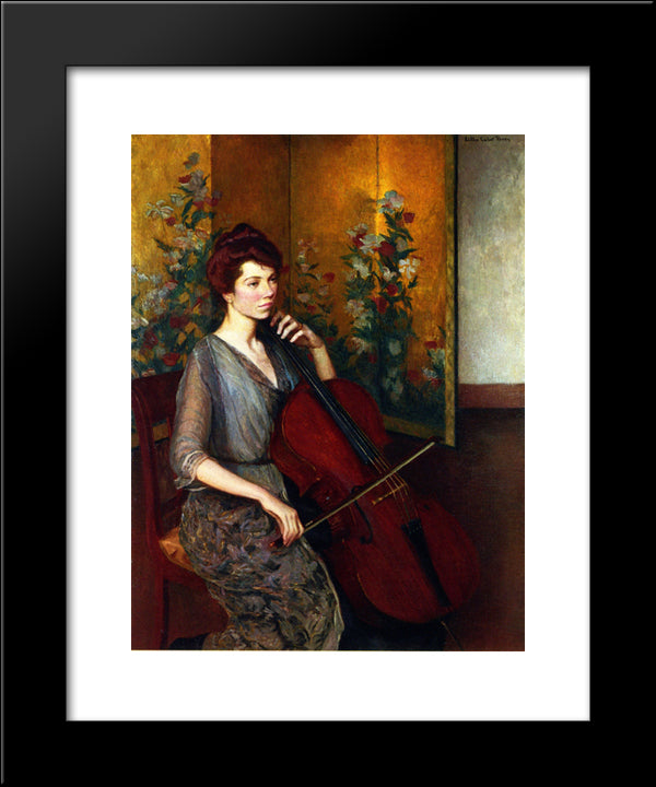 The Cellist 20x24 Black Modern Wood Framed Art Print Poster by Cabot Perry, Lilla