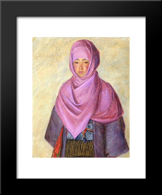 The Purple Shawl 20x24 Black Modern Wood Framed Art Print Poster by Cabot Perry, Lilla