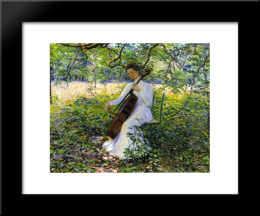 The Violoncellist 20x24 Black Modern Wood Framed Art Print Poster by Cabot Perry, Lilla