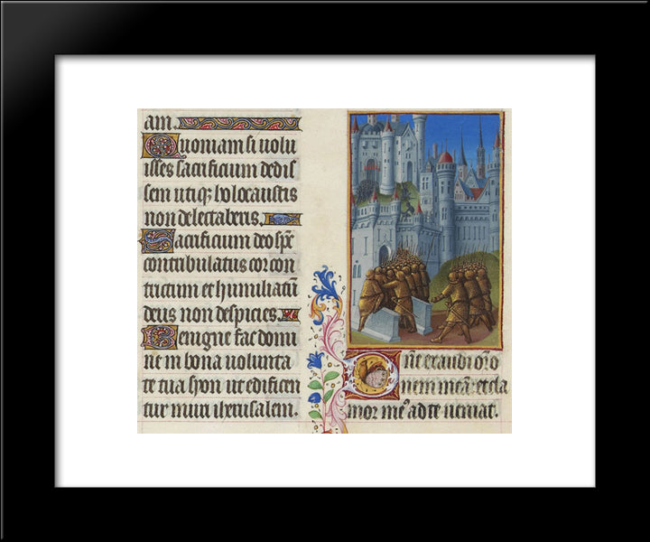 An Attack On A City 20x24 Black Modern Wood Framed Art Print Poster by Limbourg Brothers