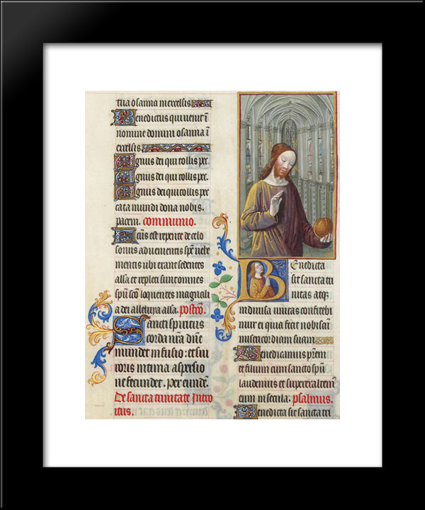 Christ Blessing The World 20x24 Black Modern Wood Framed Art Print Poster by Limbourg Brothers