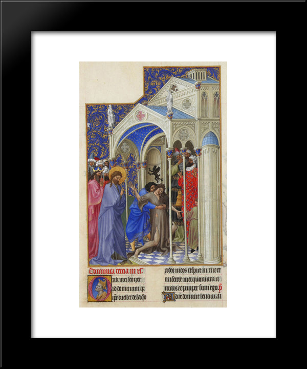 Curing A Possessed Woman 20x24 Black Modern Wood Framed Art Print Poster by Limbourg Brothers