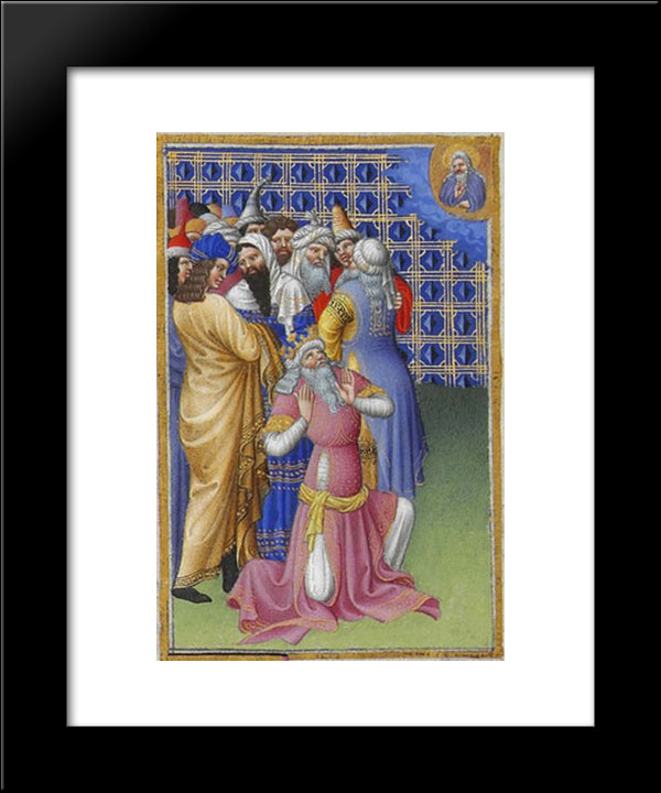 David Beseeches God Against Evildoers 20x24 Black Modern Wood Framed Art Print Poster by Limbourg Brothers