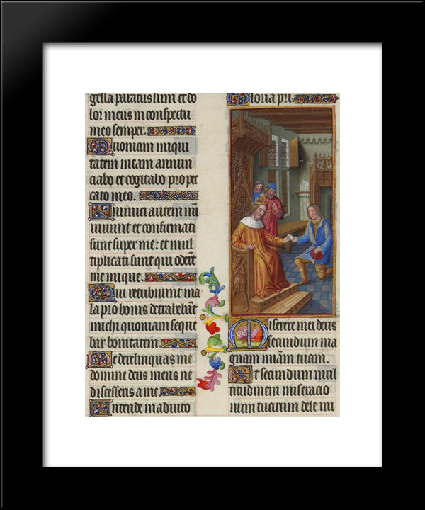 David Entrusts A Letter To Uriah 20x24 Black Modern Wood Framed Art Print Poster by Limbourg Brothers
