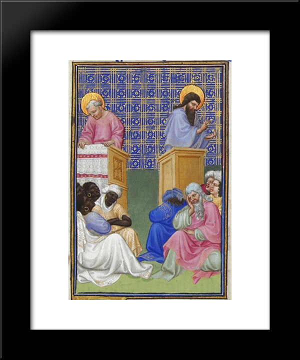 David Foresees The Preaching Of The Apostles 20x24 Black Modern Wood Framed Art Print Poster by Limbourg Brothers