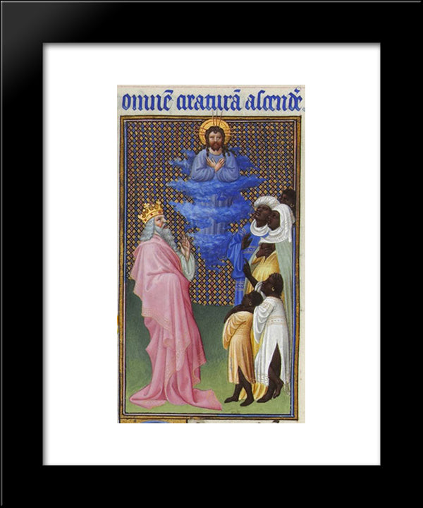 David Imagines Christ Elevated Above All Other Beings 20x24 Black Modern Wood Framed Art Print Poster by Limbourg Brothers