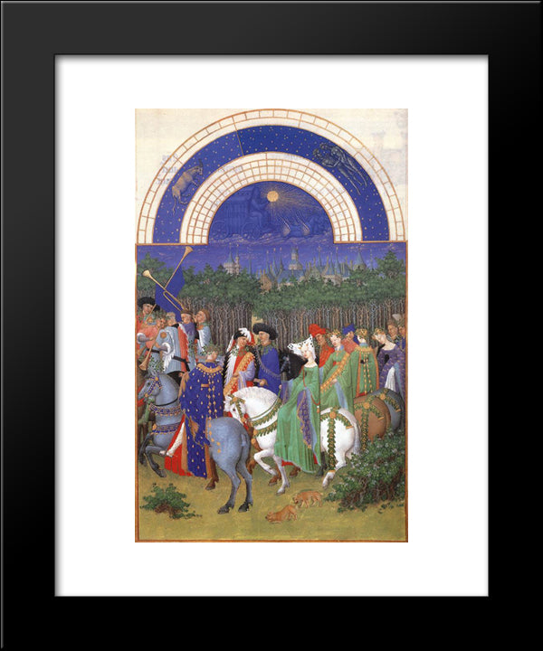Facsimile Of May Celebrating May Day Near The Town Of Riom In The Auvergne 20x24 Black Modern Wood Framed Art Print Poster by Limbourg Brothers