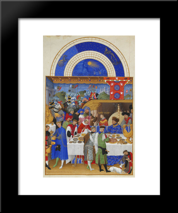 January Banquet Scene 20x24 Black Modern Wood Framed Art Print Poster by Limbourg Brothers
