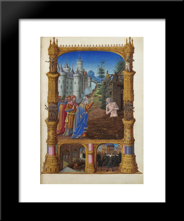 Job Mocked By His Friends 20x24 Black Modern Wood Framed Art Print Poster by Limbourg Brothers