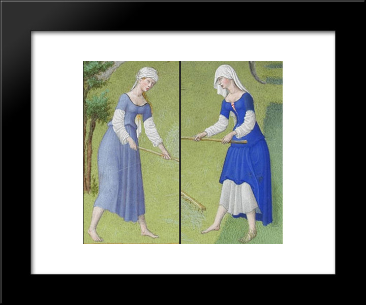 Juin Haymaking 20x24 Black Modern Wood Framed Art Print Poster by Limbourg Brothers