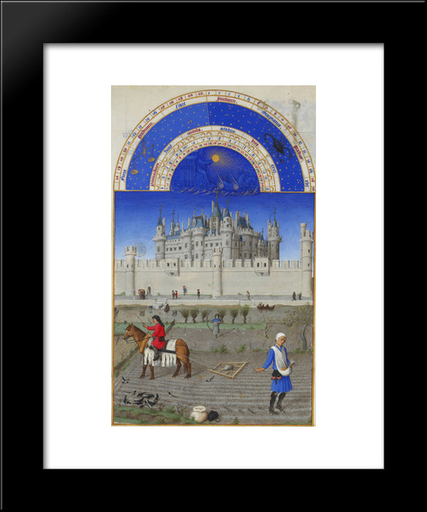 October Sowing The Winter Grain 20x24 Black Modern Wood Framed Art Print Poster by Limbourg Brothers