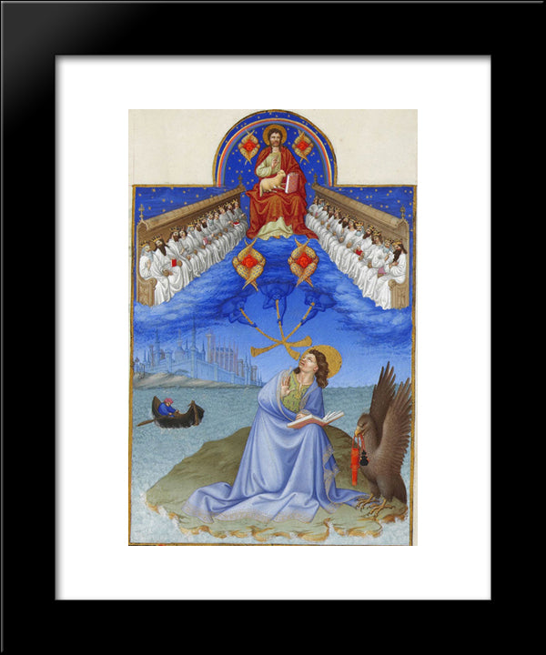 Saint John On Patmos 20x24 Black Modern Wood Framed Art Print Poster by Limbourg Brothers