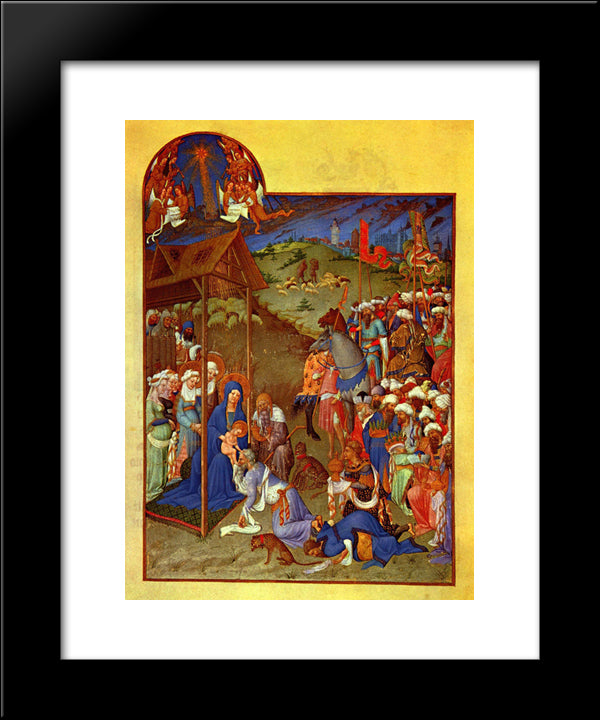 Scene Adoration Of The Magi 20x24 Black Modern Wood Framed Art Print Poster by Limbourg Brothers