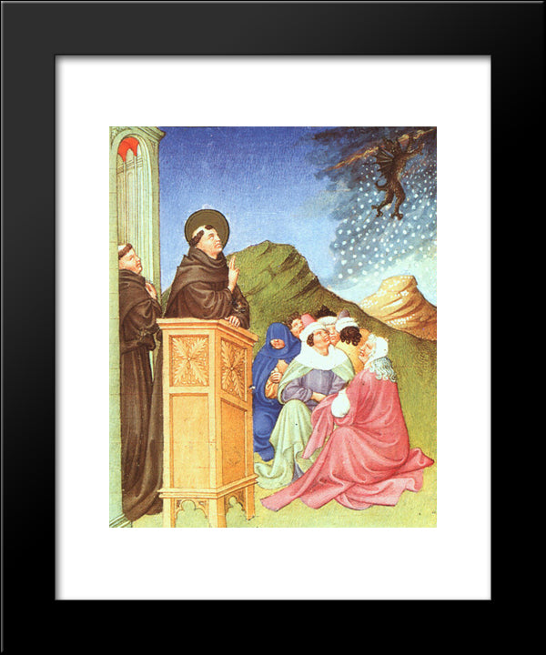 St. Anthony Of Padua Stilling A Storm 20x24 Black Modern Wood Framed Art Print Poster by Limbourg Brothers