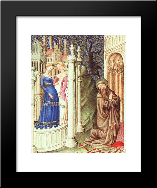 St. Jerome Tempted By Dancing Girls 20x24 Black Modern Wood Framed Art Print Poster by Limbourg Brothers