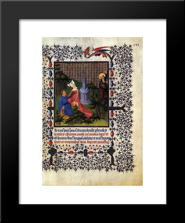 St. Paul The Hermit 20x24 Black Modern Wood Framed Art Print Poster by Limbourg Brothers