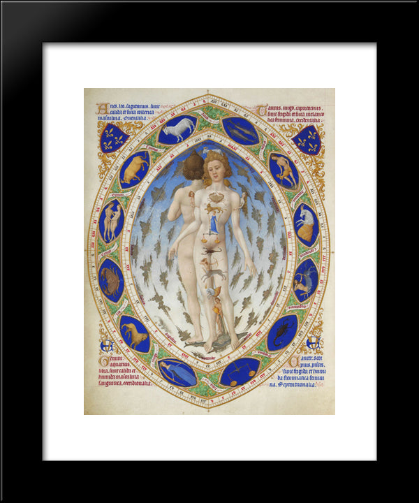 The Anatomy Of Man 20x24 Black Modern Wood Framed Art Print Poster by Limbourg Brothers