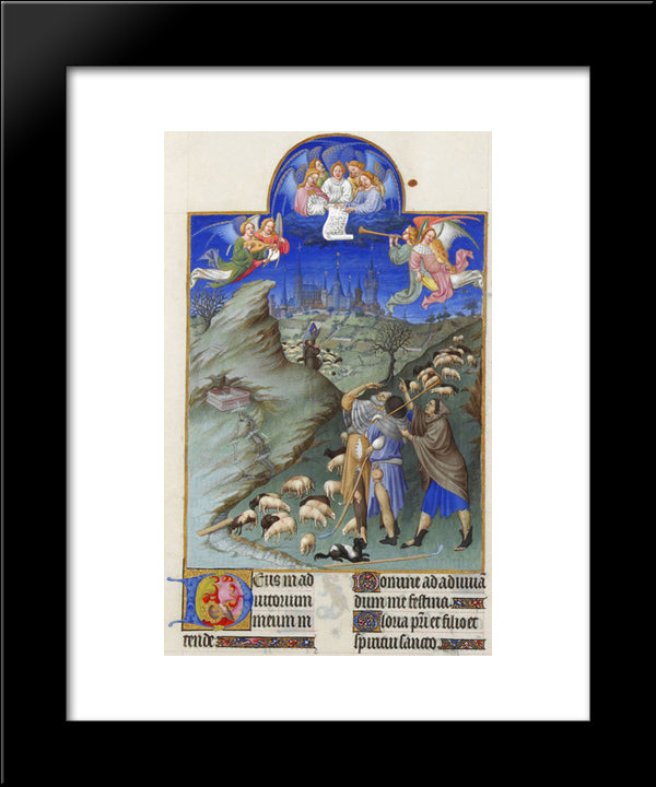The Annunciation To The Shepherds 20x24 Black Modern Wood Framed Art Print Poster by Limbourg Brothers