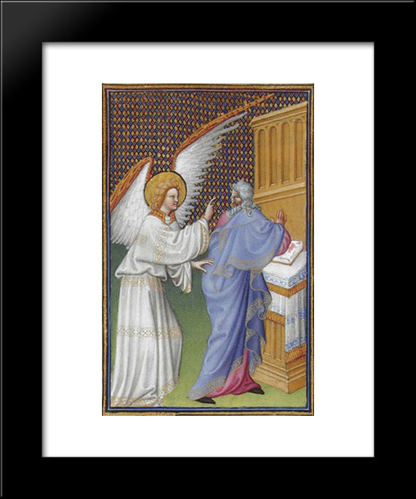 The Archangel Gabriel Appears To Zachary 20x24 Black Modern Wood Framed Art Print Poster by Limbourg Brothers