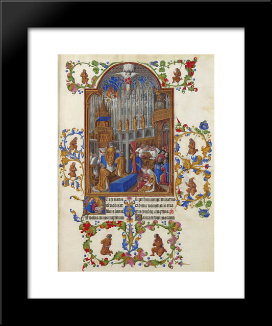 The Christmas Mass 20x24 Black Modern Wood Framed Art Print Poster by Limbourg Brothers