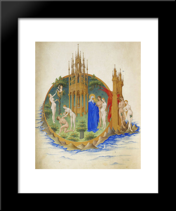 The Fall And The Expulsion From Paradise 20x24 Black Modern Wood Framed Art Print Poster by Limbourg Brothers