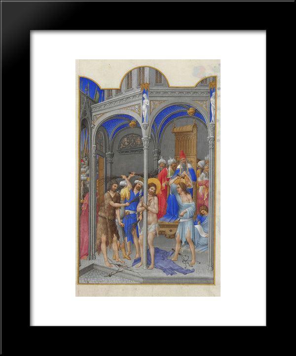The Flagellation 20x24 Black Modern Wood Framed Art Print Poster by Limbourg Brothers