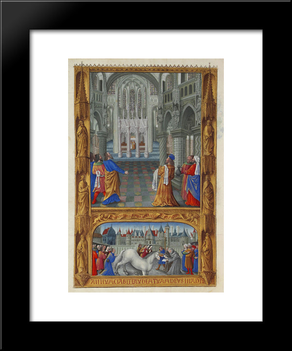 The Holy Sacrament [Of The Eucharist] 20x24 Black Modern Wood Framed Art Print Poster by Limbourg Brothers