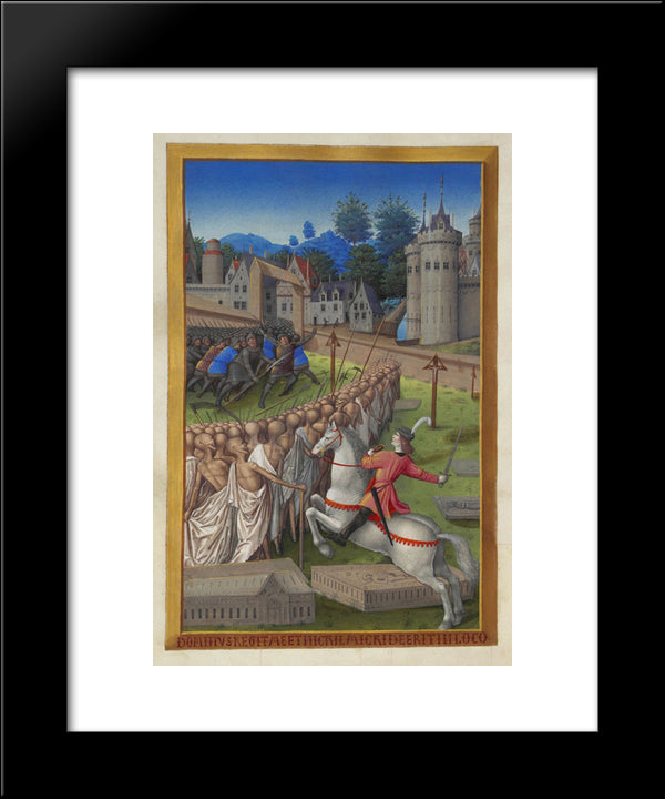 The Horseman Of Death 20x24 Black Modern Wood Framed Art Print Poster by Limbourg Brothers