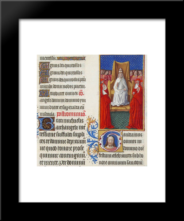 The Pope And His Cardinals 20x24 Black Modern Wood Framed Art Print Poster by Limbourg Brothers