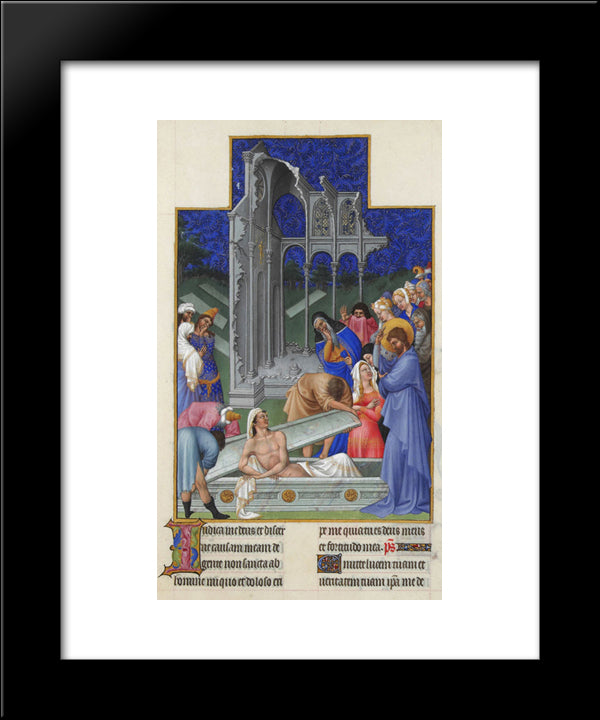 The Raising Of Lazarus 20x24 Black Modern Wood Framed Art Print Poster by Limbourg Brothers