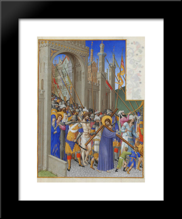 The Road To Calvary 20x24 Black Modern Wood Framed Art Print Poster by Limbourg Brothers