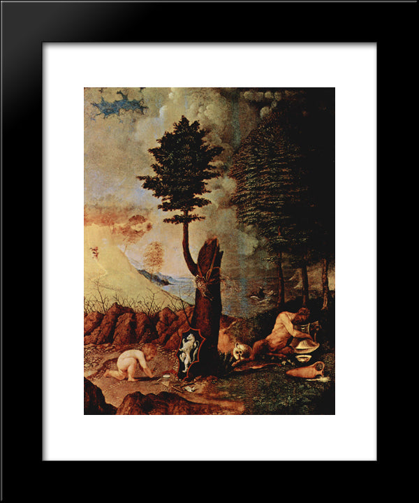 Allegory (Allegory Of Prudence And Wisdom) 20x24 Black Modern Wood Framed Art Print Poster by Lotto, Lorenzo