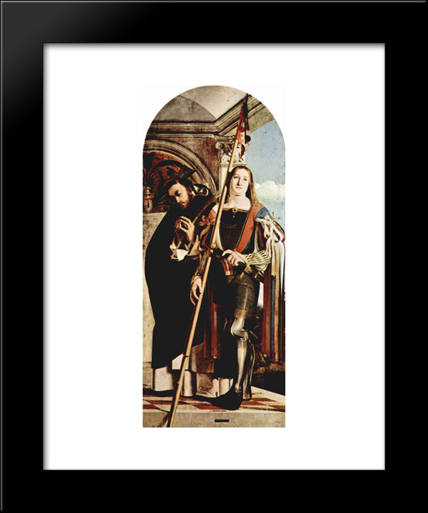 Altar Of Recanati Polyptych, The Right Wing Martyr St. Peter And St. Vitus 20x24 Black Modern Wood Framed Art Print Poster by Lotto, Lorenzo