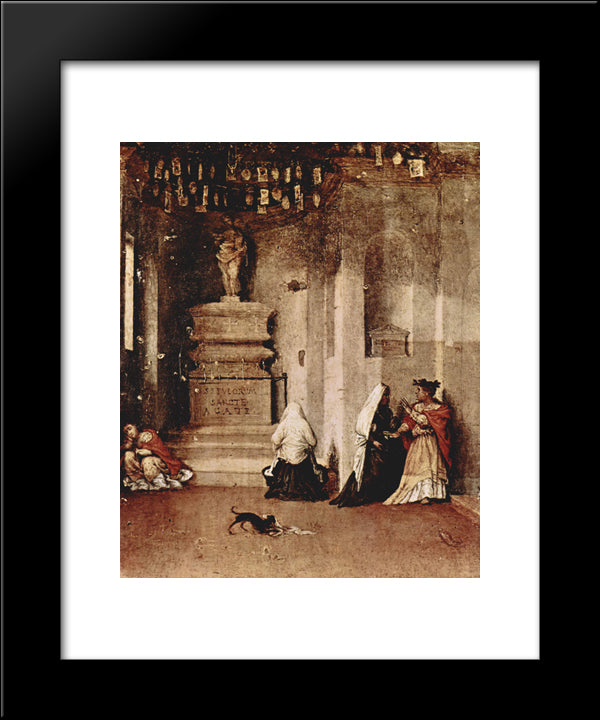 Altar Of St. Lucia, Footplate St. Lucia In Prayer And The Valediction Of St. Lucia 20x24 Black Modern Wood Framed Art Print Poster by Lotto, Lorenzo
