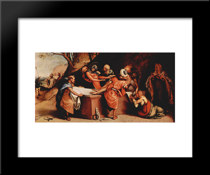 Altar Polyptych Of San Bartolomeo, Bergamo, Foot Plate Entombment 20x24 Black Modern Wood Framed Art Print Poster by Lotto, Lorenzo