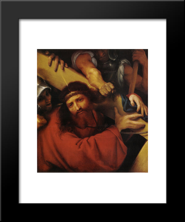 Christ Carrying The Cross 20x24 Black Modern Wood Framed Art Print Poster by Lotto, Lorenzo