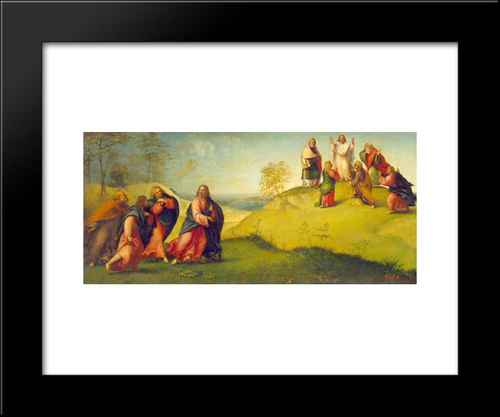 Christ Leading The Apostles To Mount Tabor 20x24 Black Modern Wood Framed Art Print Poster by Lotto, Lorenzo