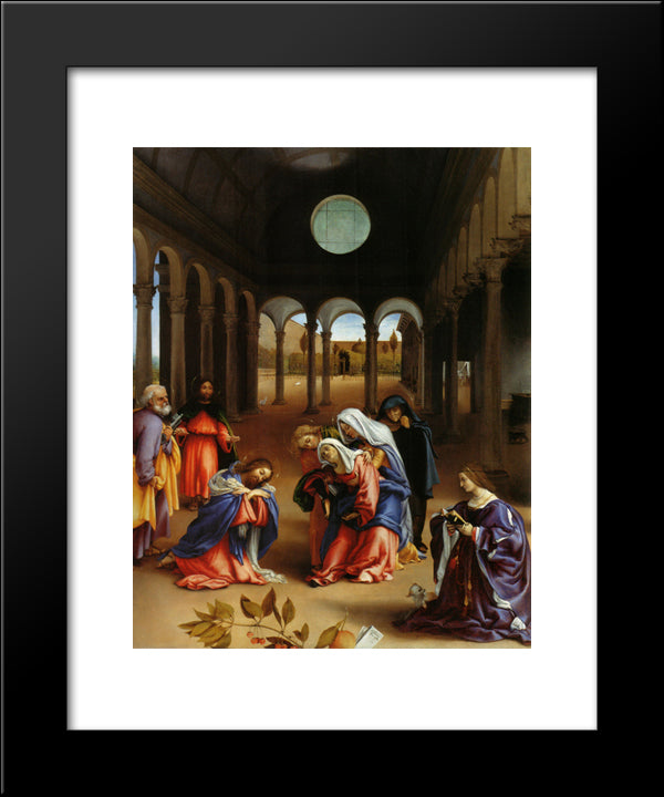 Christ'S Farewell To Mary 20x24 Black Modern Wood Framed Art Print Poster by Lotto, Lorenzo