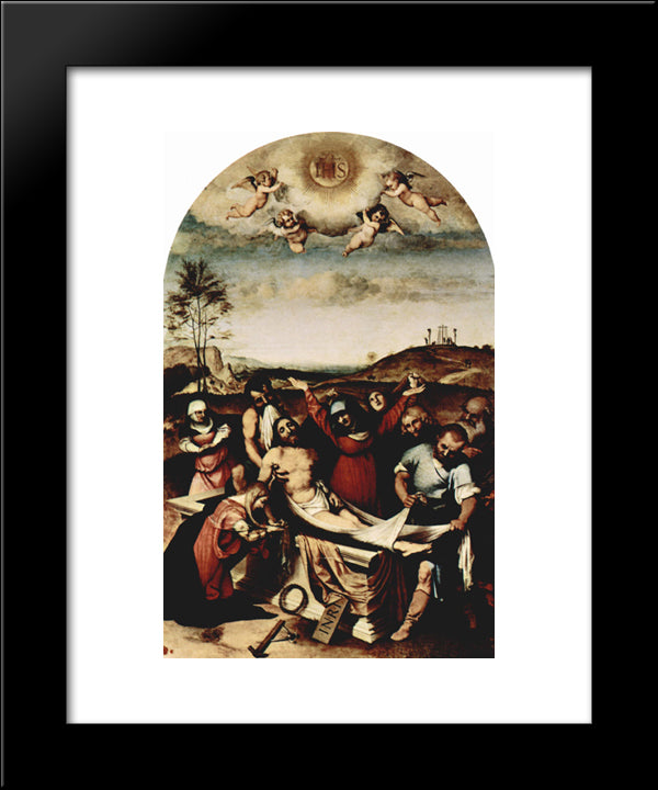 Deposition Of Christ 20x24 Black Modern Wood Framed Art Print Poster by Lotto, Lorenzo