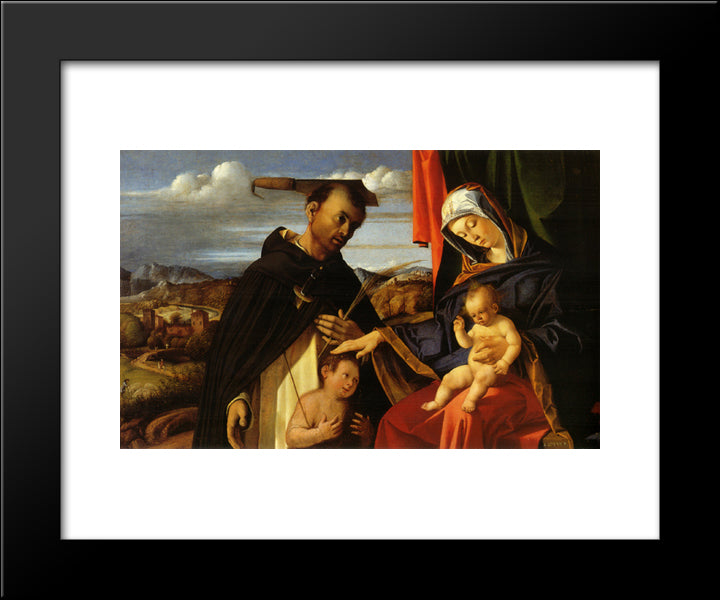 Madonna And Child With Saint Peter Martyr 20x24 Black Modern Wood Framed Art Print Poster by Lotto, Lorenzo