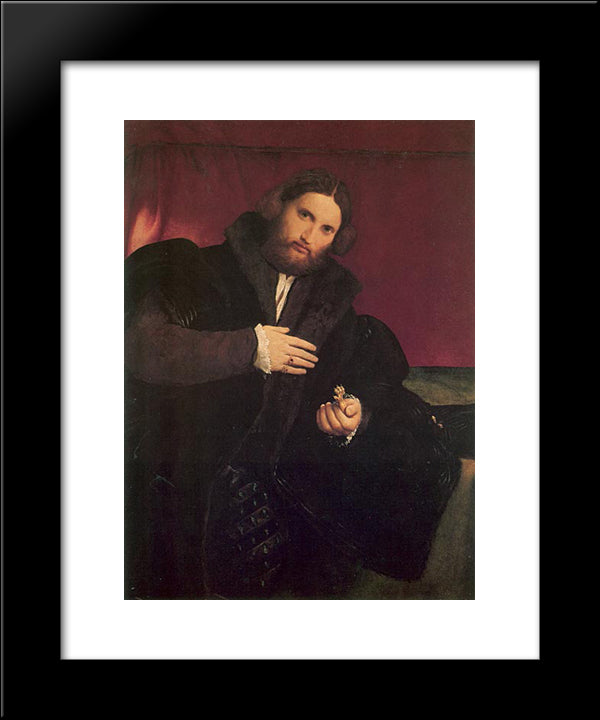 Man With A Golden Paw 20x24 Black Modern Wood Framed Art Print Poster by Lotto, Lorenzo