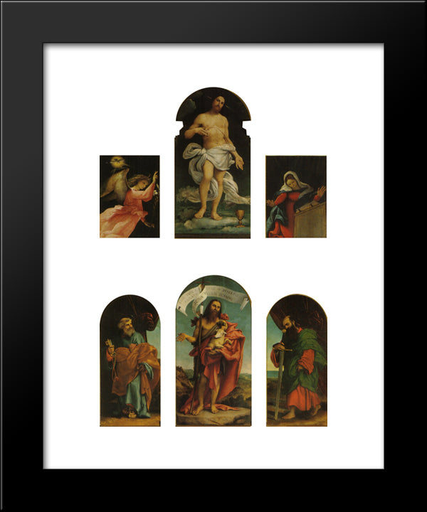 Polyptych Ponteranica 20x24 Black Modern Wood Framed Art Print Poster by Lotto, Lorenzo