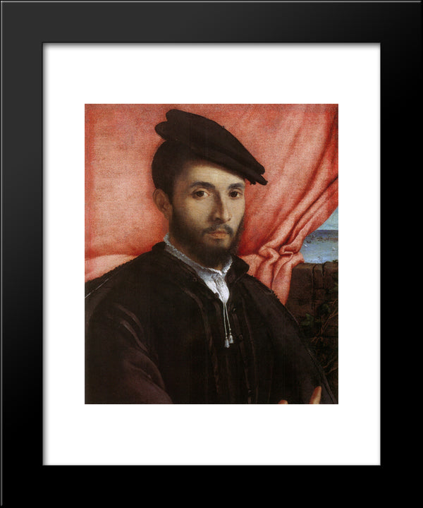 Portrait Of A Young Man 20x24 Black Modern Wood Framed Art Print Poster by Lotto, Lorenzo