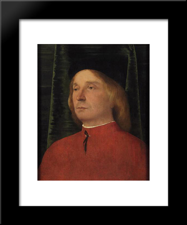 Portrait Of A Young Man In Red Garment 20x24 Black Modern Wood Framed Art Print Poster by Lotto, Lorenzo