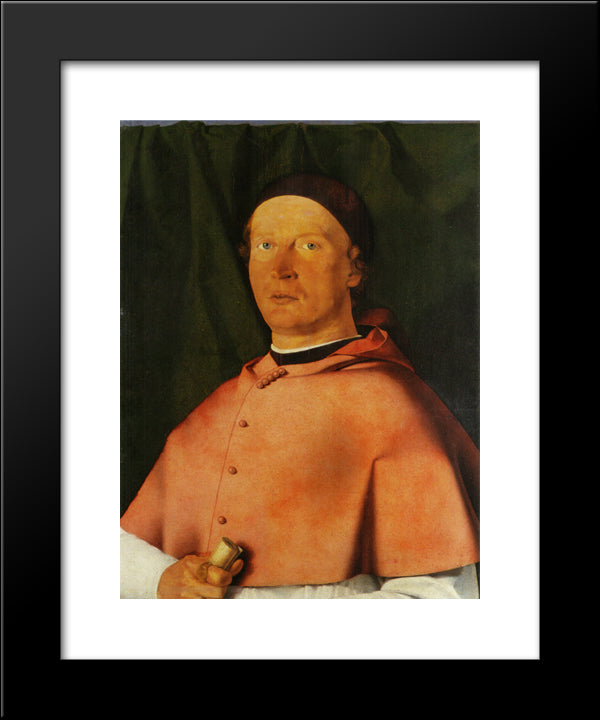 Portrait Of Bishop Bernardo De' Rossi 20x24 Black Modern Wood Framed Art Print Poster by Lotto, Lorenzo