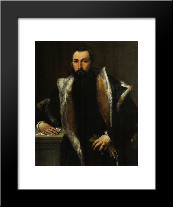 Portrait Of Febo Da Brescia 20x24 Black Modern Wood Framed Art Print Poster by Lotto, Lorenzo