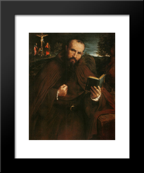 Portrait Of Fra Gregorio Belo Di Vicenza 20x24 Black Modern Wood Framed Art Print Poster by Lotto, Lorenzo