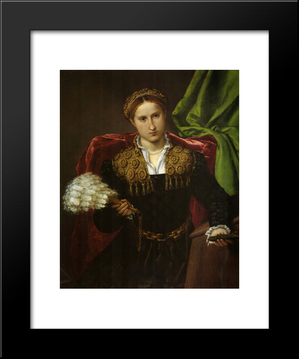 Portrait Of Laura Da Pola, Wife Of Febo Da Brescia 20x24 Black Modern Wood Framed Art Print Poster by Lotto, Lorenzo